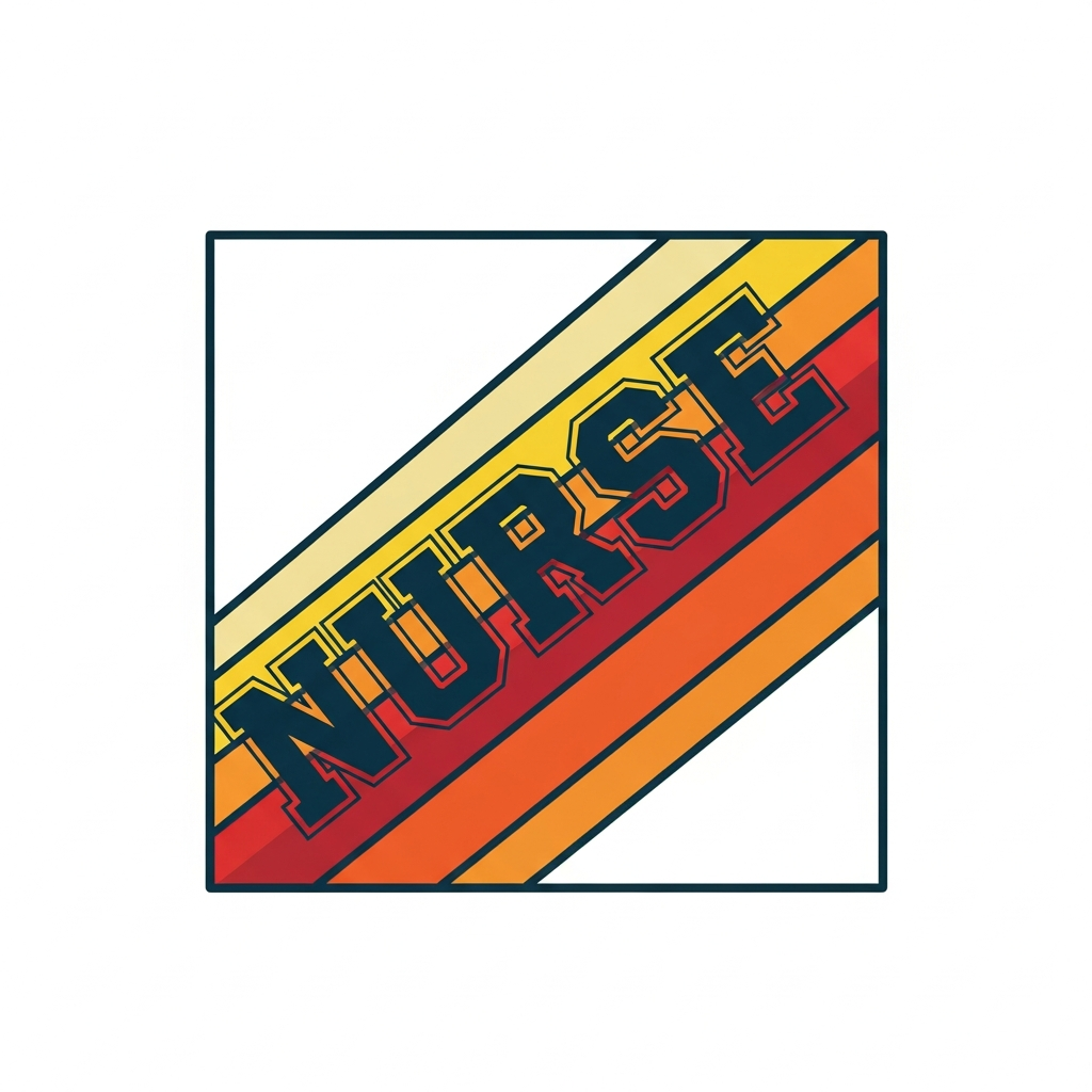 Nurses Week ready to press DTF heat transfer graphic featuring a retro sunset stripes design with bold high contrast colors and vector style illustration, suitable for t-shirts hoodies and tote bags