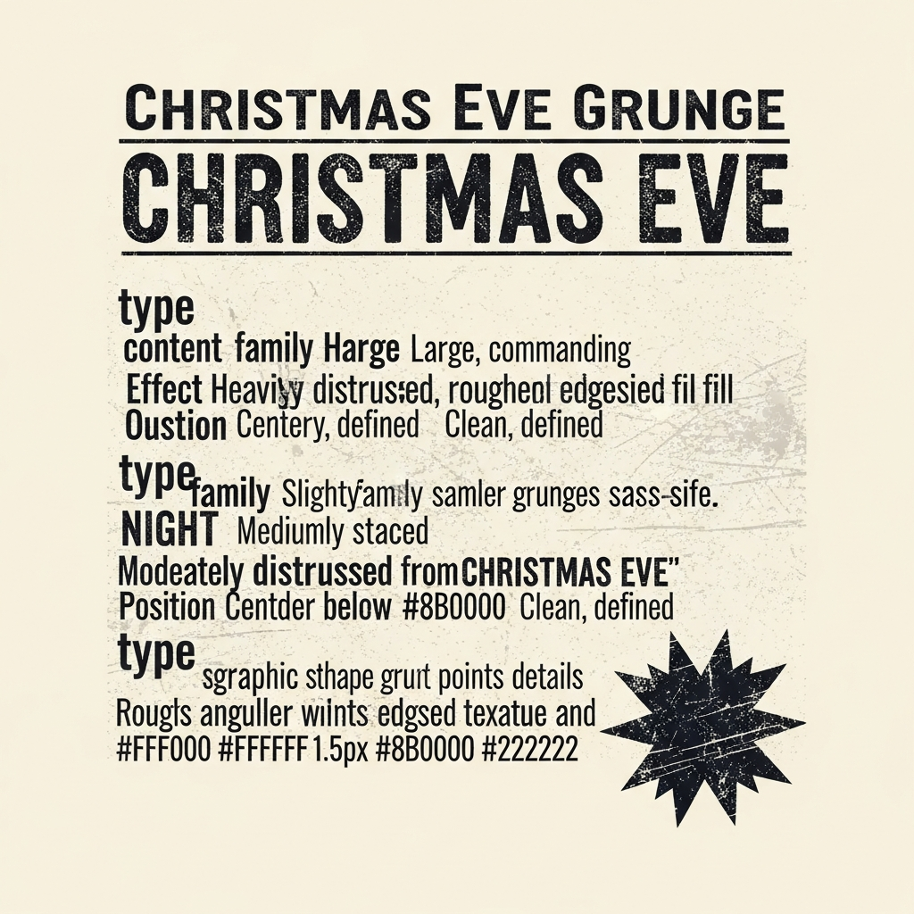 Christmas Eve grunge distressed lettering ready to press DTF heat transfer graphic for t-shirts and hoodies