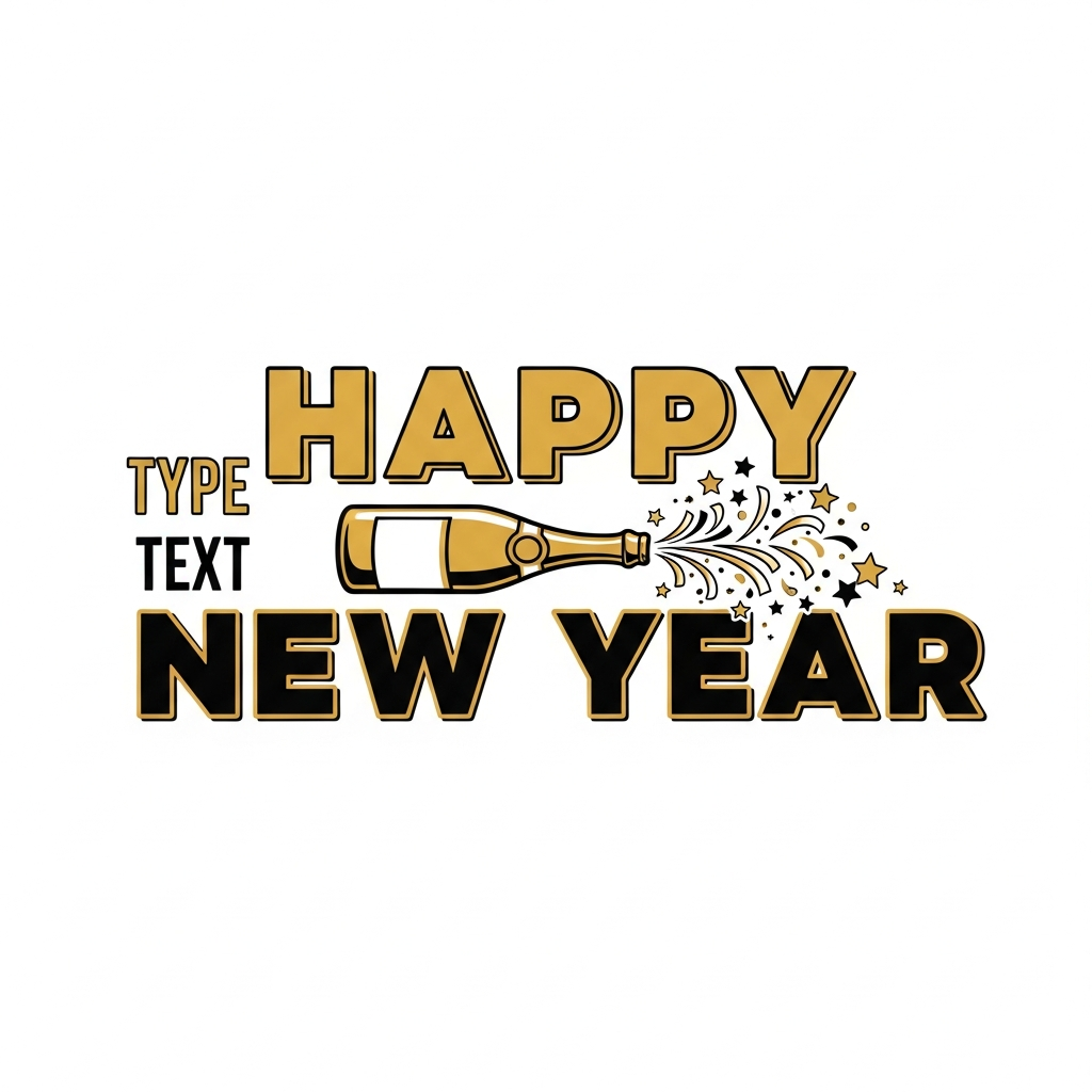 New Year's Day bold typography ready to press DTF heat transfer graphic with high contrast colors and centered composition, suitable for t-shirts hoodies and apparel