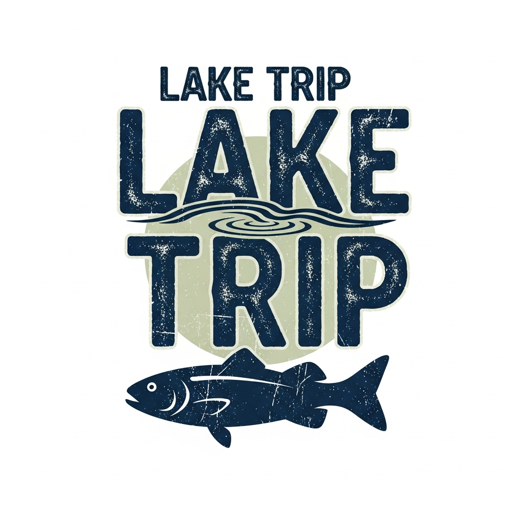 Lake Trip grunge distressed lettering ready to press DTF heat transfer graphic design for t-shirts and hoodies