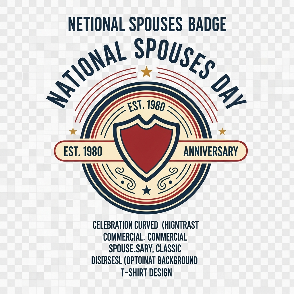 National Spouses Day retro badge logo DTF heat transfer design, ready to press, high contrast vintage style graphic for t-shirts and hoodies