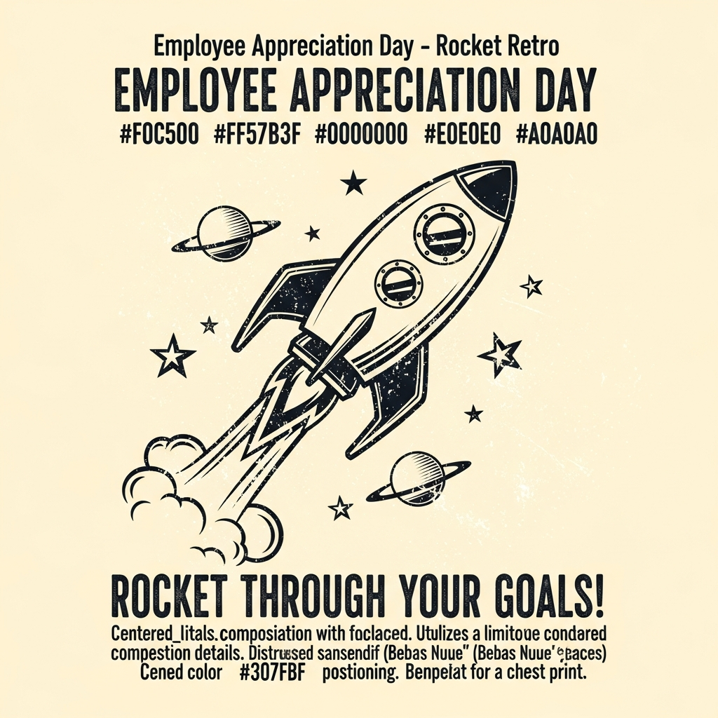 Vintage retro distressed Employee Appreciation Day ready-to-press DTF heat transfer graphic with bold high-contrast colors and distressed vector artwork