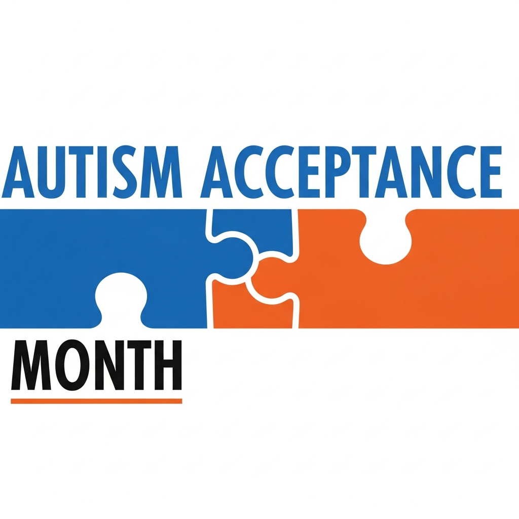 Autism Acceptance Month bold typography ready-to-press DTF heat transfer graphic with high-contrast colors and centered composition, suitable for t-shirts hoodies and apparel