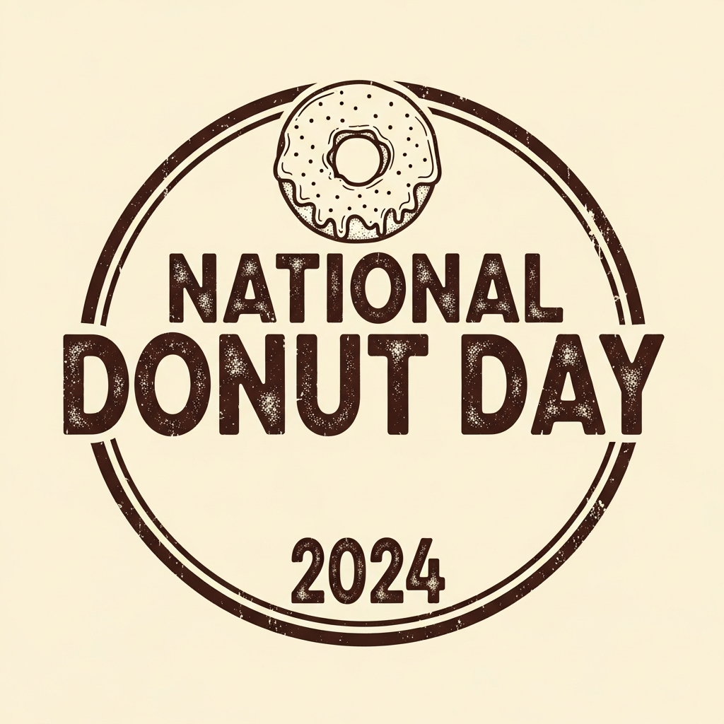 National Donut Day grunge distressed lettering ready-to-press DTF heat transfer graphic design for t-shirts and hoodies