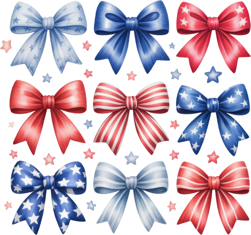 4TH OF JULY COQUETTE BOW DTF Ready to Press Designs – ready to press DTF transfer by DTF Orange County, printed by DTF Orange County in Orange County.