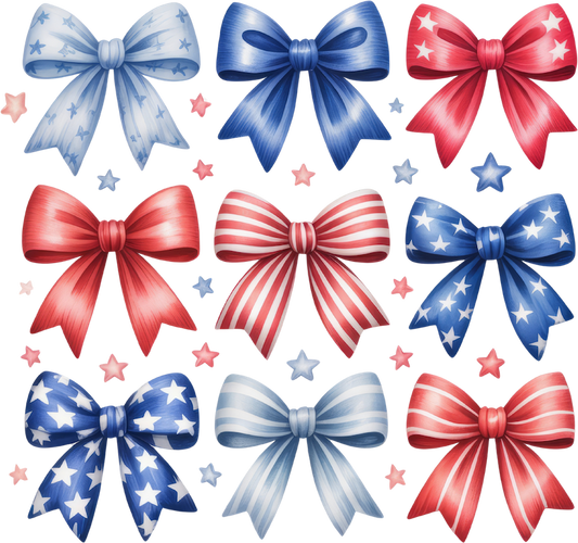 4TH OF JULY COQUETTE BOW DTF Ready to Press Designs – ready to press DTF transfer by DTF Orange County, printed by DTF Orange County in Orange County.