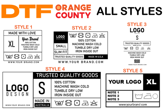 Custom Label – custom DTF neck label for tagless branding by DTF Orange County in Orange County, California.