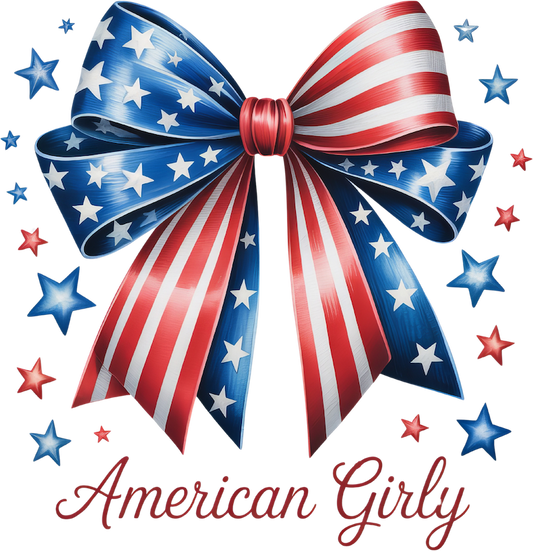 AMERICAN GIRLY DTF Ready to Press Designs – ready to press DTF transfer by DTF Orange County, printed by DTF Orange County in Orange County.