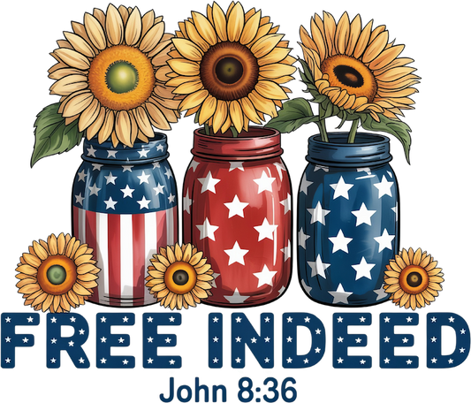 FREE INDEED – DTF Ready To Press Design – ready to press DTF transfer by DTF Orange County, printed by DTF Orange County in Orange County.