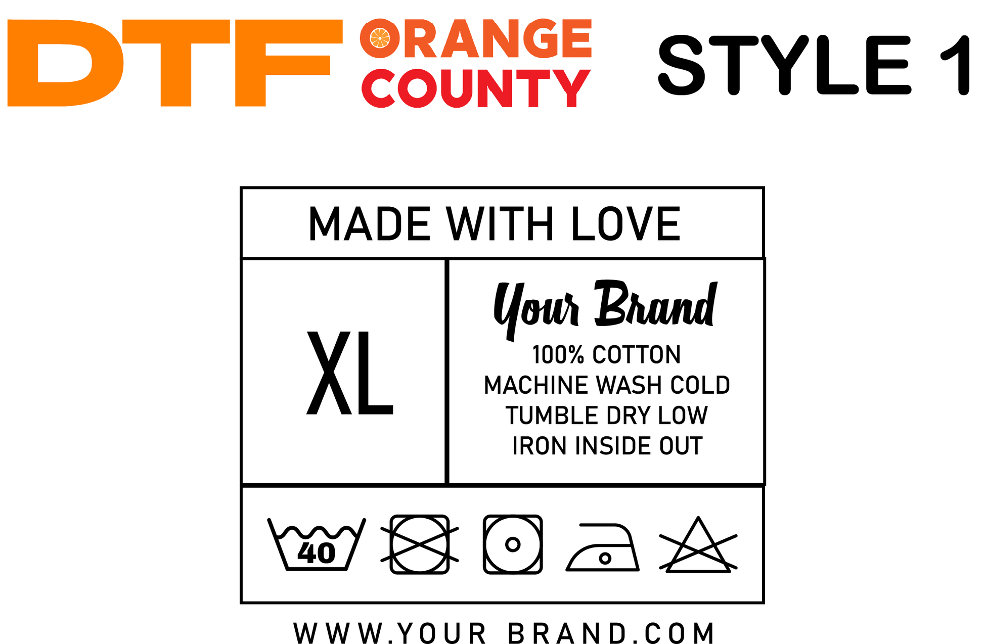Custom Label – custom DTF neck label for tagless branding by DTF Orange County in Orange County, California.