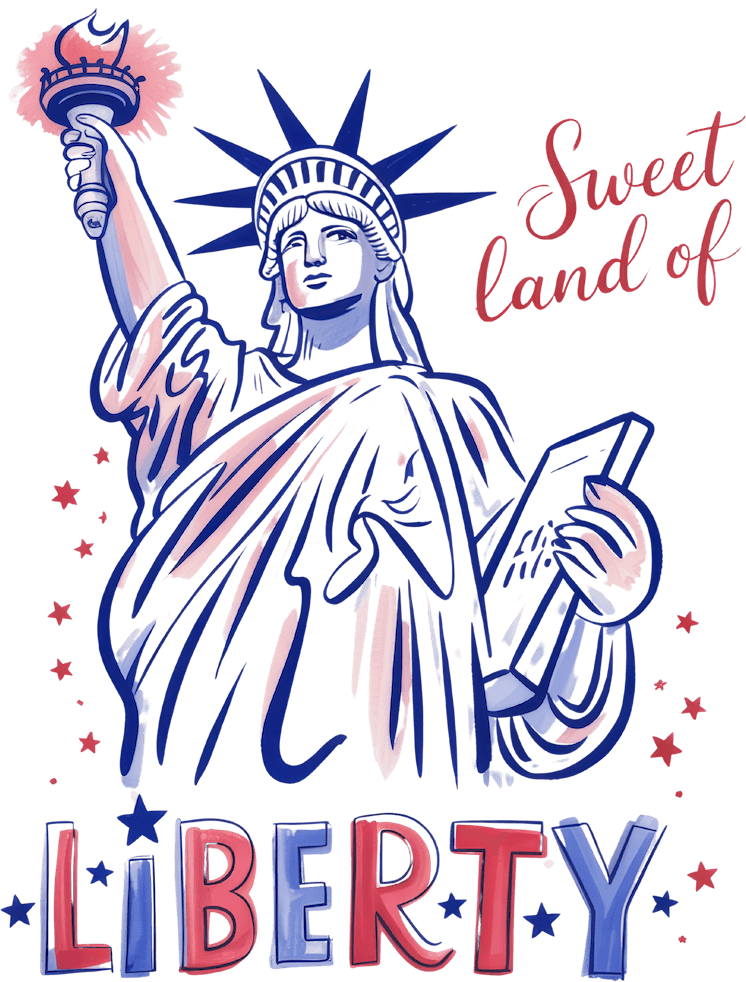 SWEET LAND OF LIBERTY – DTF Ready To Press Design – ready to press DTF transfer by DTF Orange County, printed by DTF Orange County in Orange County.