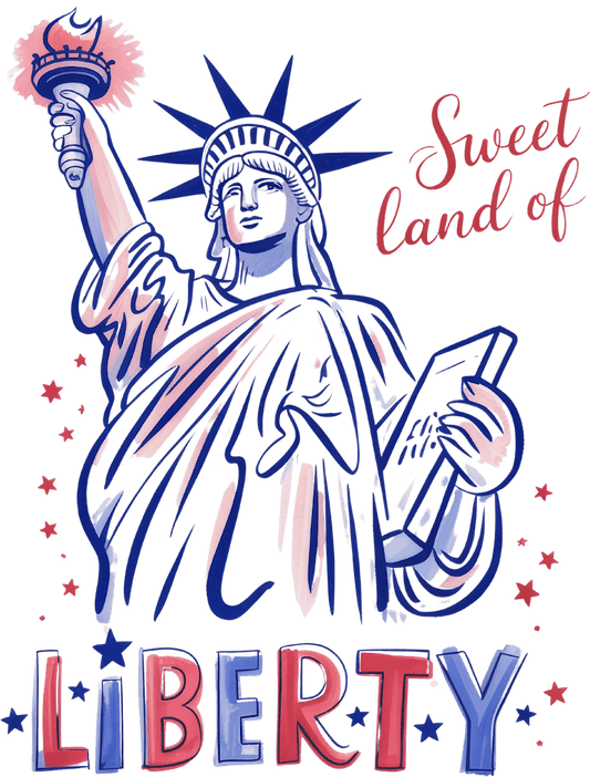 SWEET LAND OF LIBERTY – DTF Ready To Press Design – ready to press DTF transfer by DTF Orange County, printed by DTF Orange County in Orange County.