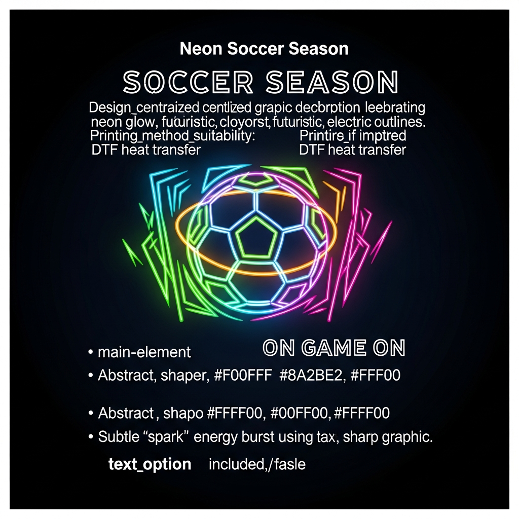 Soccer Season Neon Glow DTF Transfer Graphic