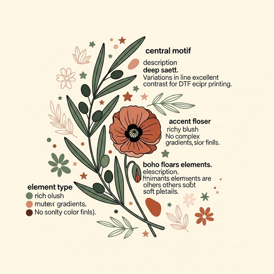 Month of the Military Child ready-to-press DTF heat transfer in boho floral style with high-contrast colors and centered vector illustration, suitable for t-shirts hoodies and tote bags
