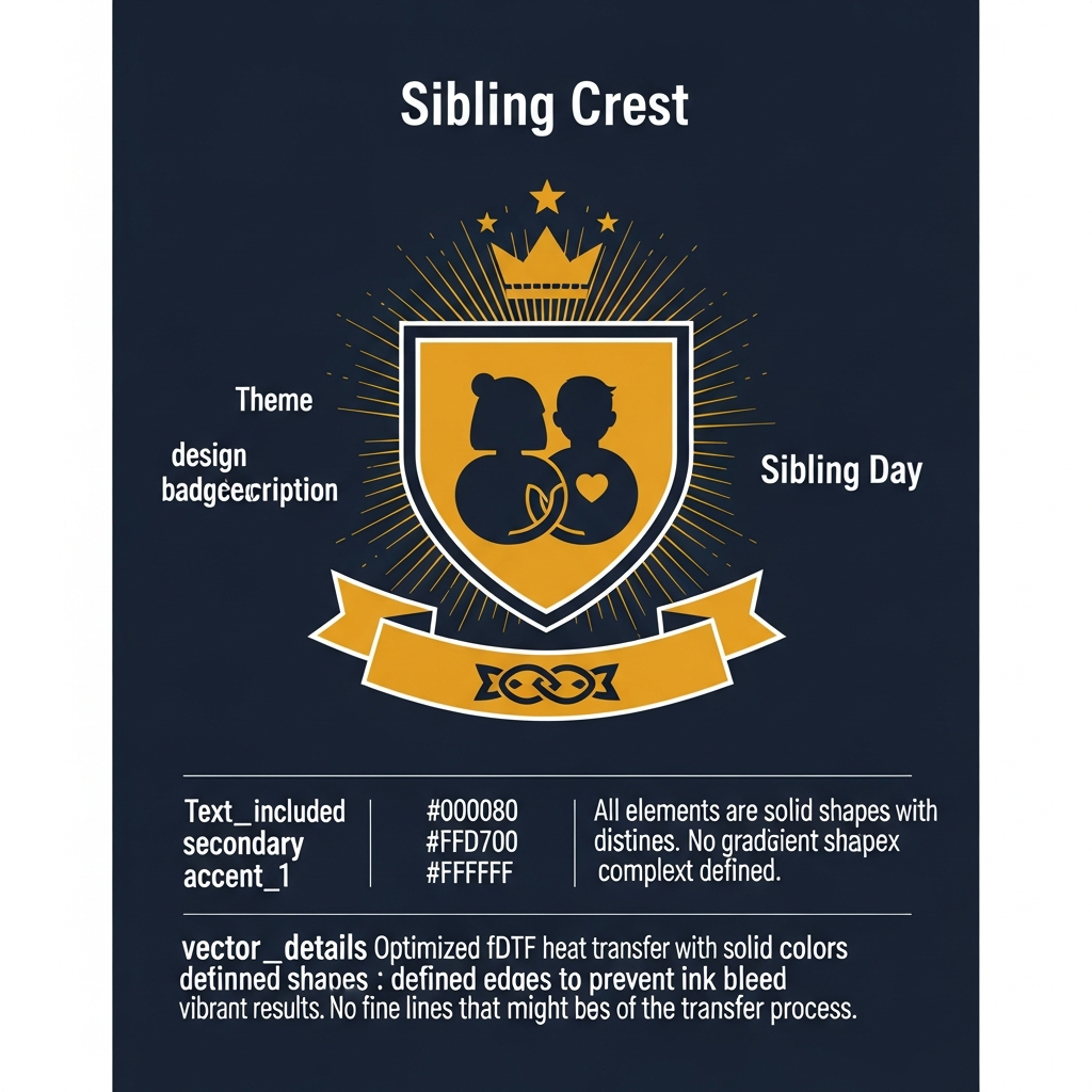 Sibling Day badge emblem style ready to press DTF heat transfer graphic with high contrast colors and vector illustration design