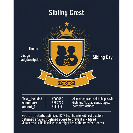 Sibling Day badge emblem style ready to press DTF heat transfer graphic with high contrast colors and vector illustration design