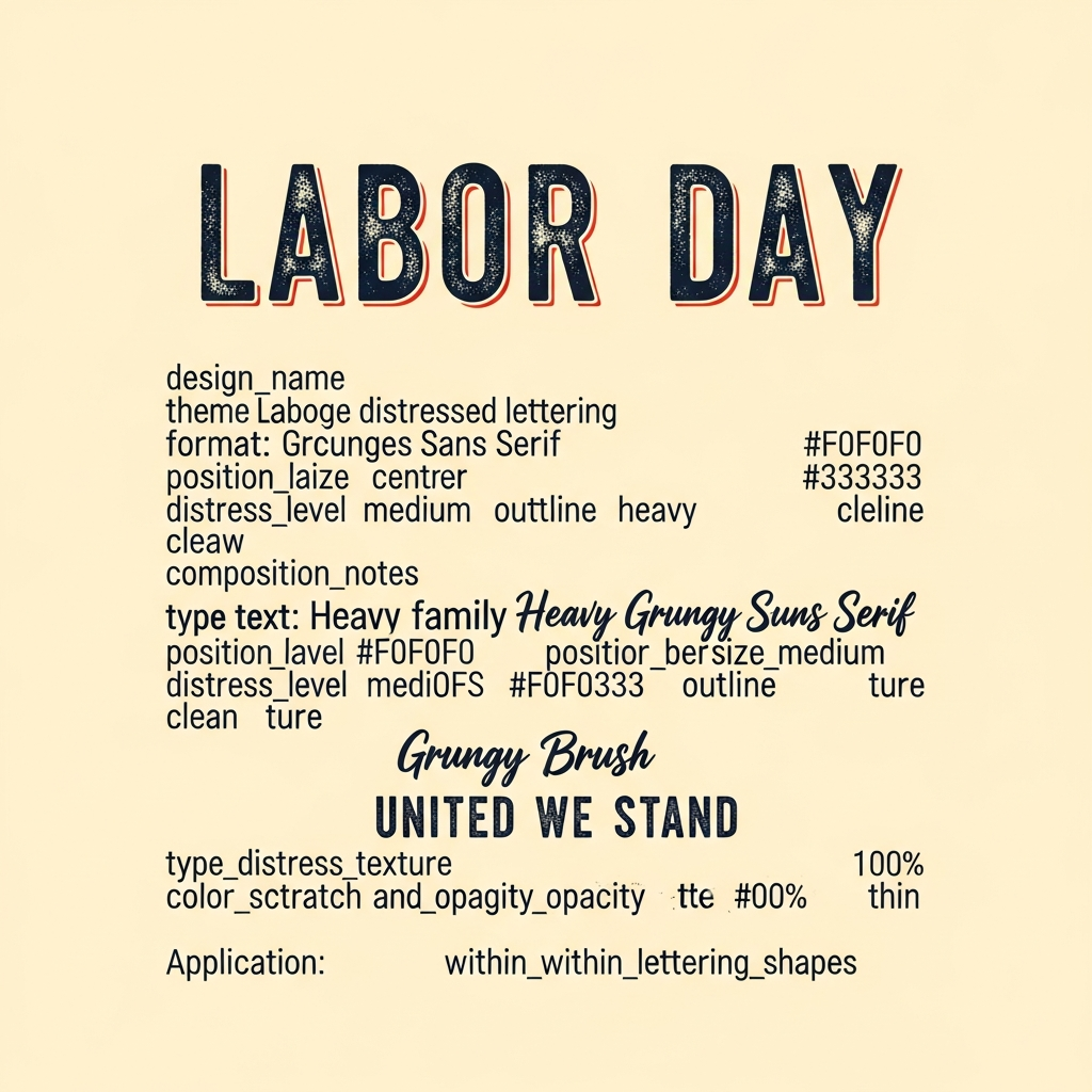Labor Day grunge distressed lettering ready to press DTF heat transfer graphic design for t-shirts and hoodies