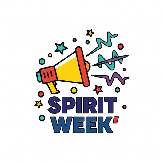 Modern flat vector School Spirit Week DTF heat transfer graphic with high-contrast colors, clean outlines, and bold school-themed design — ready to press on t-shirts, hoodies, and apparel