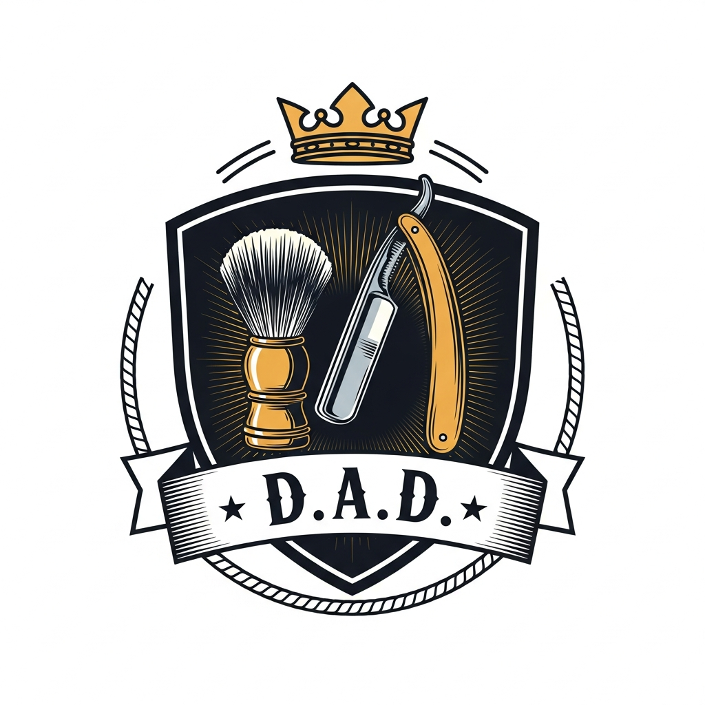 Father's Day badge emblem style ready to press DTF heat transfer graphic with bold vector illustration, high contrast colors, and transparent background — suitable for t-shirts, hoodies, and apparel heat press printing