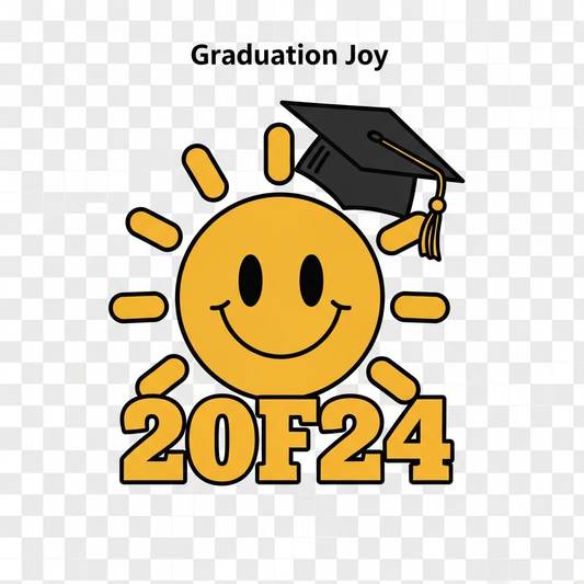 Modern flat vector kindergarten graduation DTF heat transfer graphic on transparent background, featuring vibrant high-contrast colors, clean outlines, and a centered composition — ready to press onto t-shirts, hoodies, and apparel