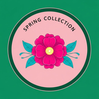 Spring Collection badge emblem style ready to press DTF heat transfer graphic with high contrast vector illustration, clean outlines, and vibrant spring colors — suitable for t-shirts, hoodies, and custom apparel