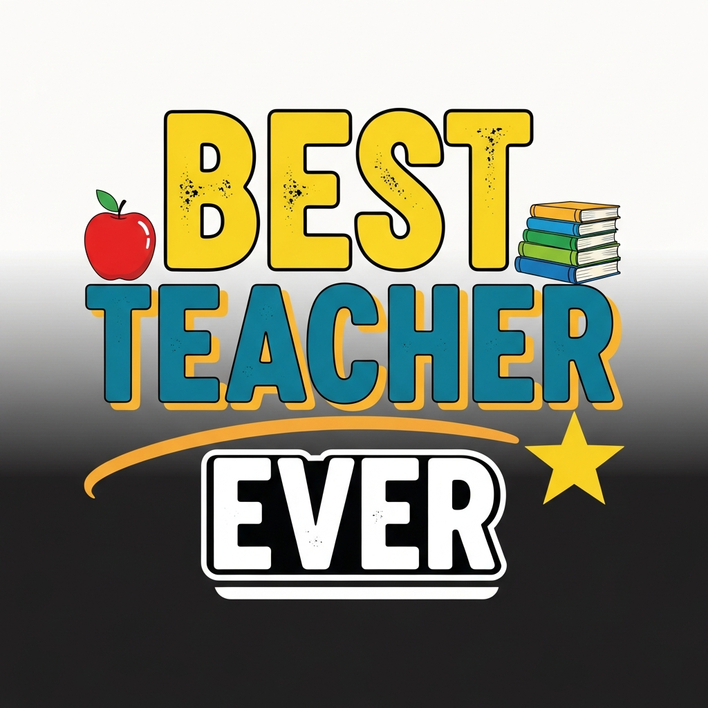 Teacher Appreciation Day ready to press DTF heat transfer graphic featuring bold typography design with high contrast colors, suitable for t-shirts and hoodies