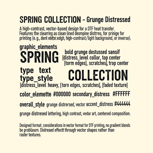 Spring Collection grunge distressed lettering ready to press DTF heat transfer graphic with high contrast vector style design on a transparent background, suitable for t-shirts hoodies and apparel