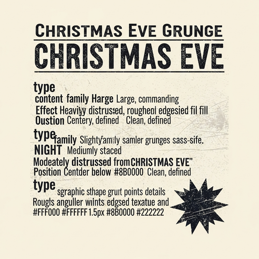 Christmas Eve grunge distressed lettering ready to press DTF heat transfer graphic for t-shirts and hoodies