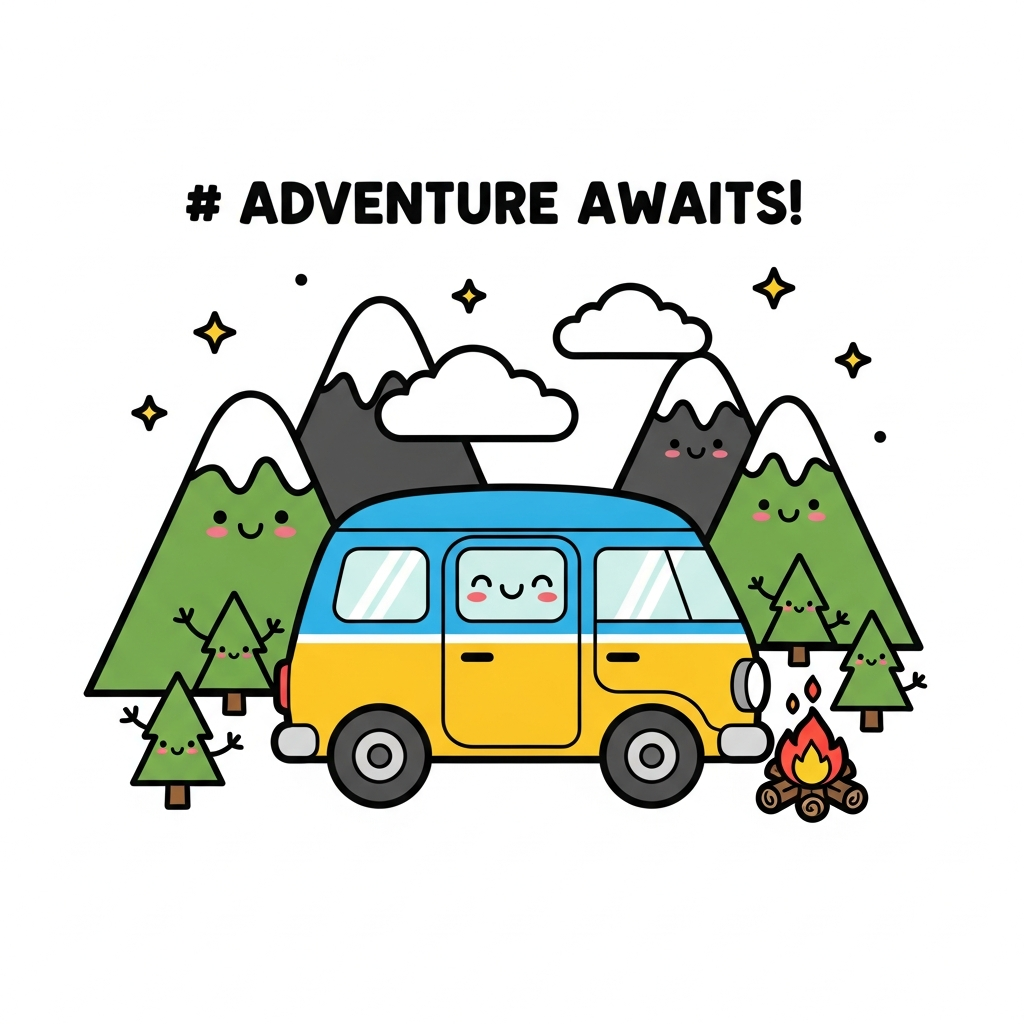 Kawaii playful company retreat ready to press DTF heat transfer graphic with cute vector illustration, high contrast colors, and clean outlines suitable for t-shirts and hoodies
