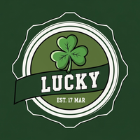 St. Patrick's Day retro badge logo DTF heat transfer graphic, ready to press, high contrast vector style illustration with clean outlines, suitable for t-shirts and hoodies