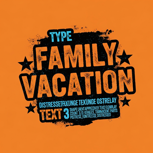 Family vacation grunge distressed lettering ready to press DTF heat transfer graphic, high contrast vector style design for t-shirts and hoodies