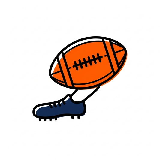 Minimalist line art college football kickoff DTF ready to press heat transfer graphic with high contrast clean outlines suitable for t-shirts and hoodies