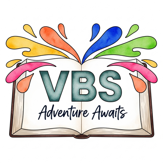 Watercolor illustration Vacation Bible School ready to press DTF heat transfer graphic with vibrant colors, suitable for t-shirts and hoodies