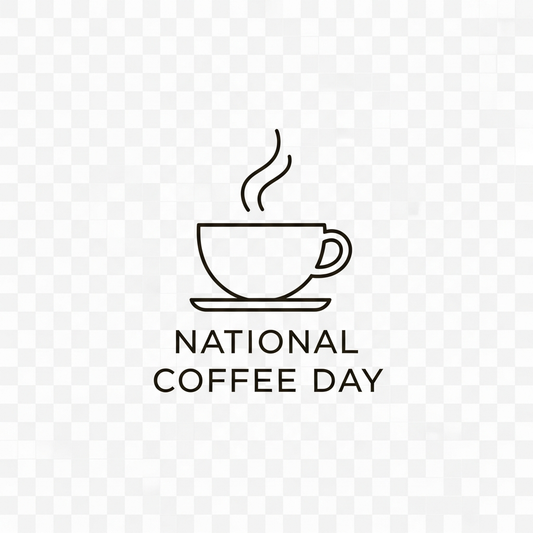 National Coffee Day minimalist line art DTF heat transfer design, ready to press, featuring clean vector style coffee illustration with high contrast outlines, suitable for t-shirts, hoodies, and tote bags