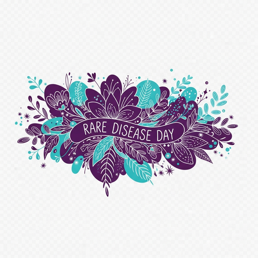 Rare Disease Day boho floral ready to press DTF heat transfer graphic with high contrast vector style illustration featuring bohemian floral design suitable for t-shirts hoodies and tote bags