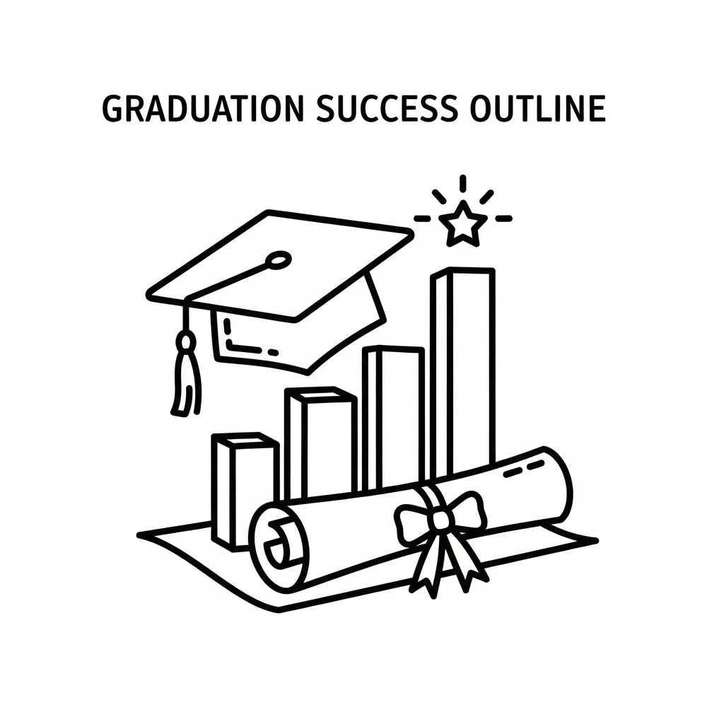Ready to press graduation DTF heat transfer featuring a bold outline illustration style design with high contrast colors, suitable for t-shirts, hoodies, and tote bags
