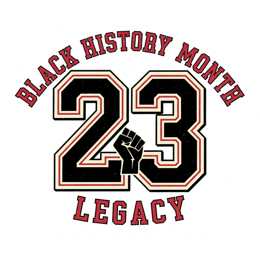 Black History Month retro varsity style DTF heat transfer graphic, ready to press, bold high contrast vector design for t-shirts and apparel