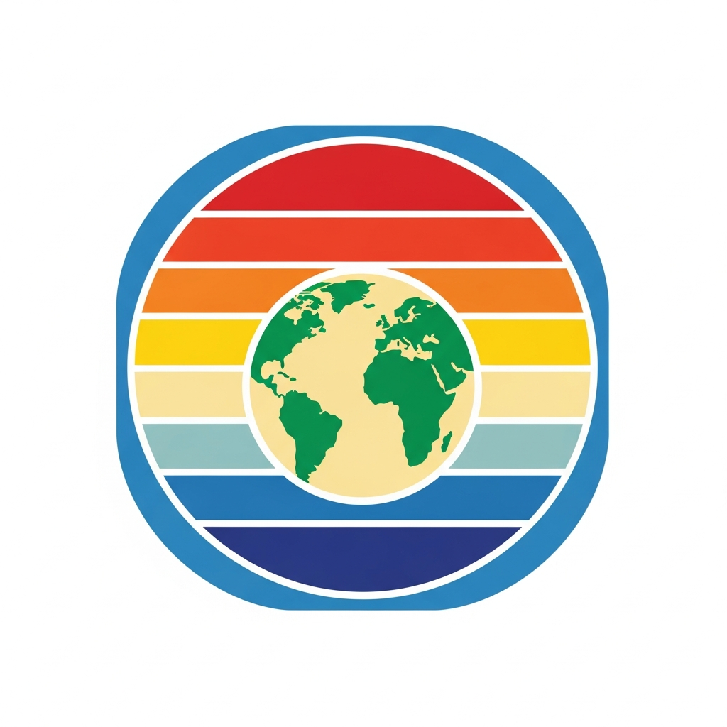 Earth Day ready to press DTF transfer featuring a retro sunset stripe design with high contrast colors and vector style illustration, suitable for t-shirts hoodies and tote bags