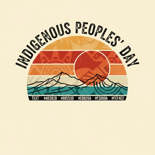 Vintage retro distressed Indigenous Peoples Day DTF heat transfer graphic, ready to press, featuring high-contrast vector illustration design for t-shirts and hoodies