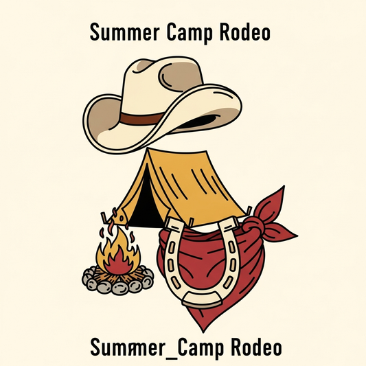 Summer Camp western cowboy vintage ready to press DTF heat transfer graphic with high contrast vector illustration and clean outlines suitable for t-shirts hoodies and apparel