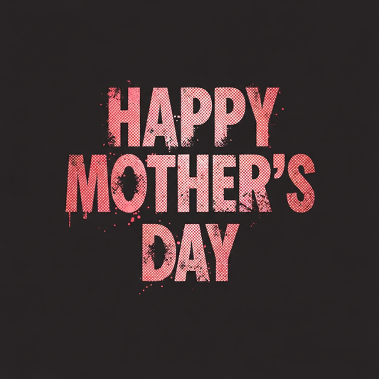 Mother's Day grunge distressed lettering DTF heat transfer graphic, ready to press design for t-shirts and hoodies, high contrast bold typography, centered composition, suitable for DTF printing and heat press apparel decoration