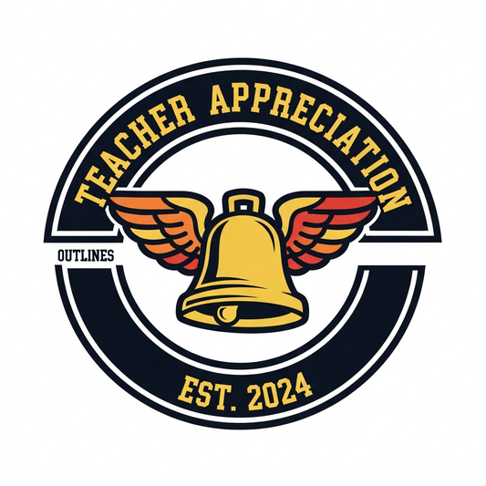 Retro varsity style Teacher Appreciation Day ready-to-press DTF heat transfer graphic with high-contrast colors and clean vector outlines, suitable for t-shirts hoodies and tote bags