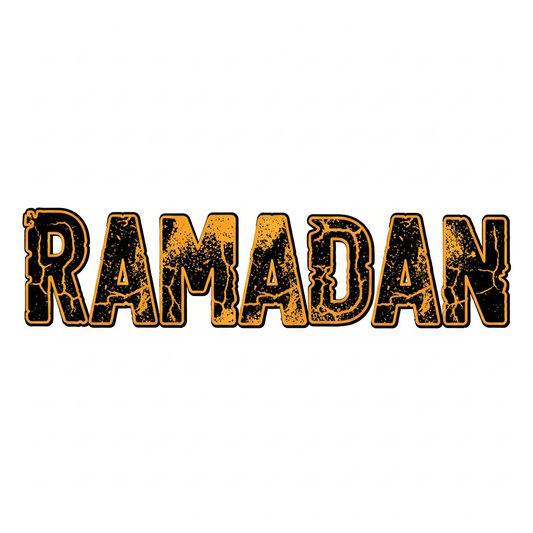 Ramadan grunge distressed lettering DTF heat transfer graphic, ready to press, high contrast vector style design for t-shirts and hoodies