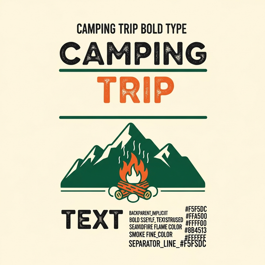 Bold typography Camping Trip ready-to-press DTF heat transfer graphic with high-contrast colors and clean vector outlines, suitable for t-shirts, hoodies, and tote bags