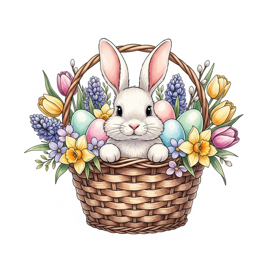 Easter watercolor illustration ready to press DTF heat transfer graphic featuring vibrant high-contrast colors and clean outlines, suitable for t-shirts hoodies and tote bags