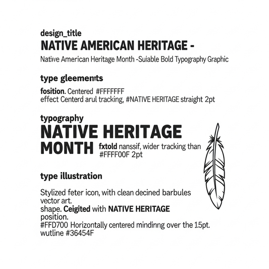Native American Heritage Month ready to press DTF heat transfer graphic featuring bold typography design with high contrast colors, centered composition, suitable for t-shirts hoodies and apparel, professional commercial DTF transfer artwork