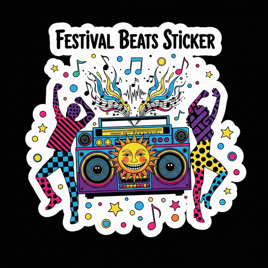 A DTF heat transfer styled like a Music Festival sticker