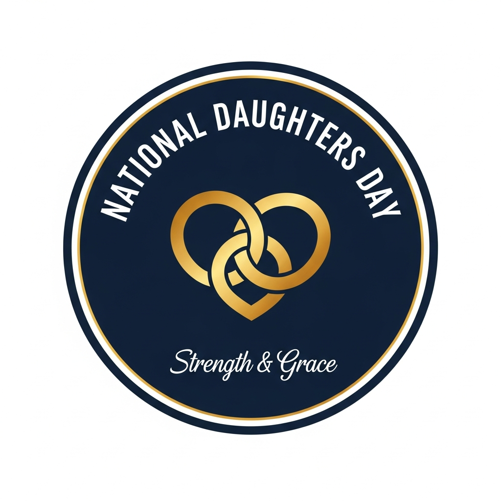 National Daughters Day badge emblem ready to press DTF heat transfer graphic with high contrast colors and clean vector outlines, suitable for t-shirts and hoodies