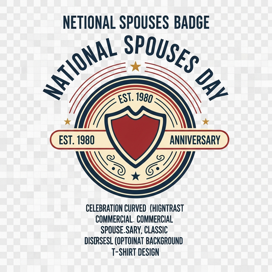 National Spouses Day retro badge logo DTF heat transfer design, ready to press, high contrast vintage style graphic for t-shirts and hoodies