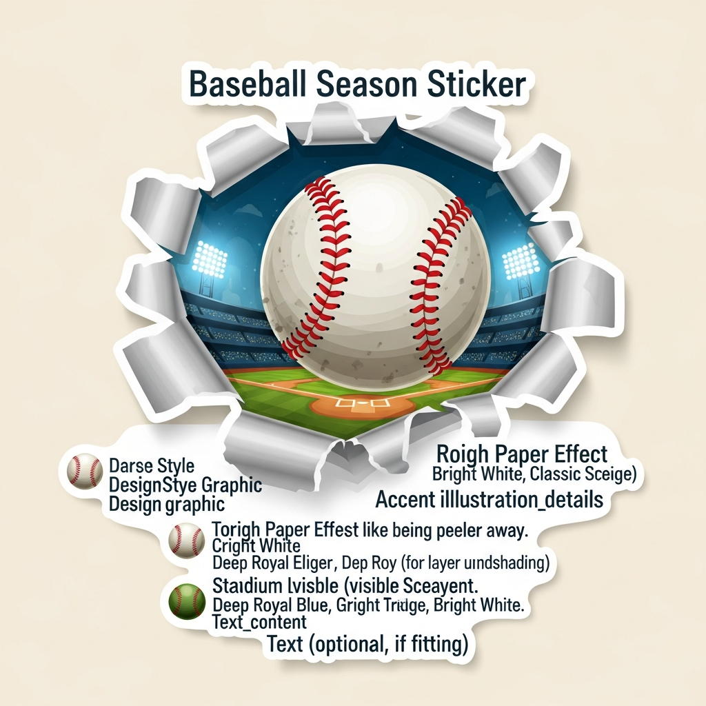 Sticker style baseball season DTF heat transfer graphic with bold outlines and high contrast colors, ready to press on t-shirts and hoodies